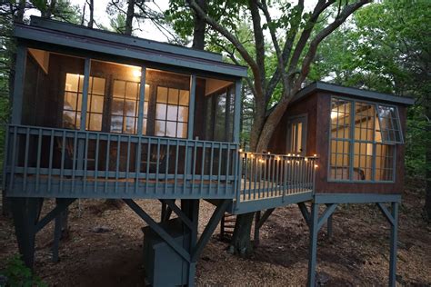 Experience the pure bliss of staying in a waterfront treehouse nestled in a magical forest